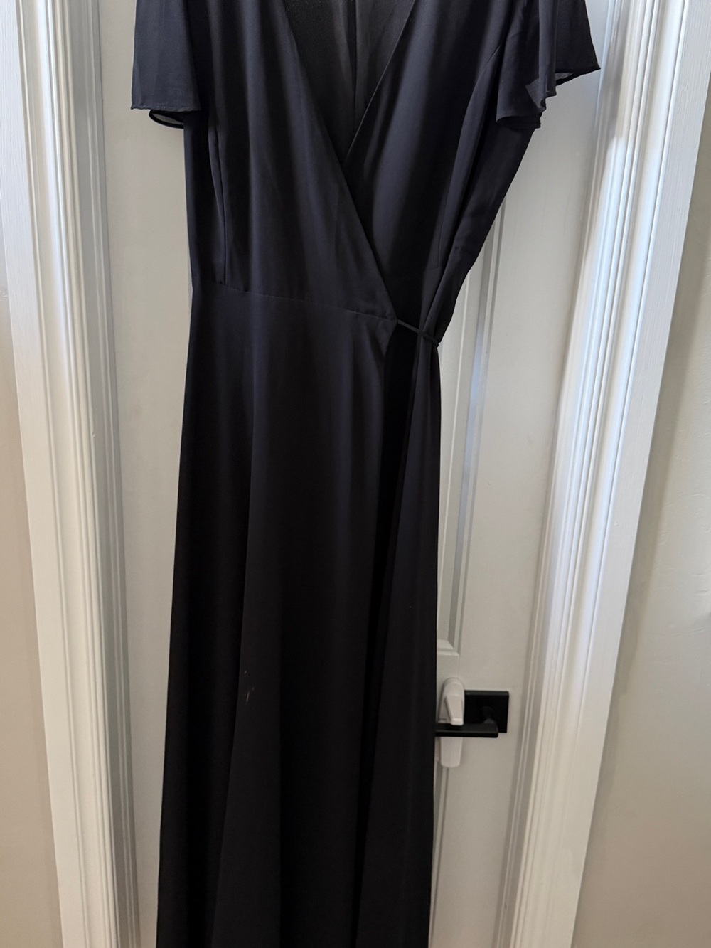 Lulu's Black Flutter Sleeve Wrap Maxi Dress